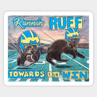 Runnin’ Ruff Towards The Win Football Sticker